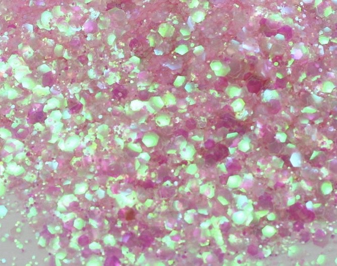  BUBBLEBATH (White/Pink) Iridescent Chunky Glamdoll Glitter