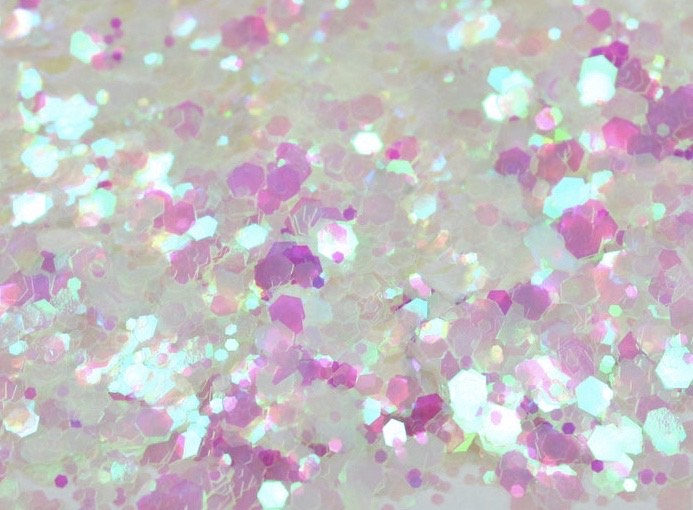  BUBBLEBATH (White/Pink) Iridescent Chunky Glamdoll Glitter