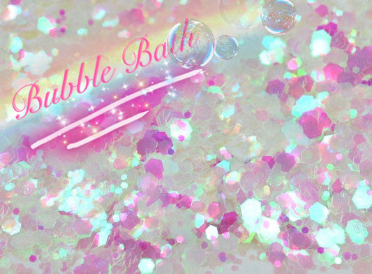  BUBBLEBATH (White/Pink) Iridescent Chunky Glamdoll Glitter