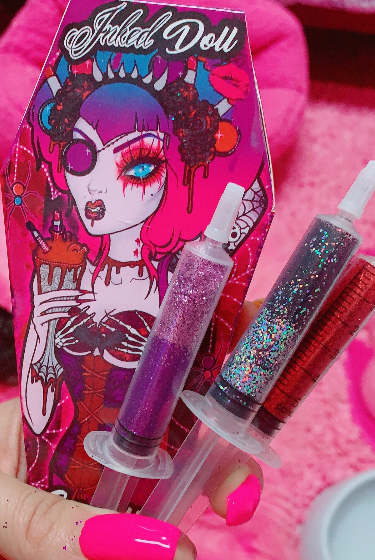  *GLITTER SYRINGES* + FATAL VOWS LASH* DUO "Coffin Collections" GlamDoll Glitter