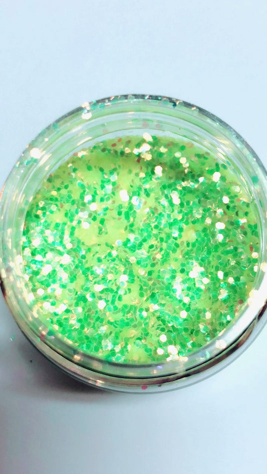  ELECTRIC LIME! *UV* Chunky Iridescent Glamdoll Glitter