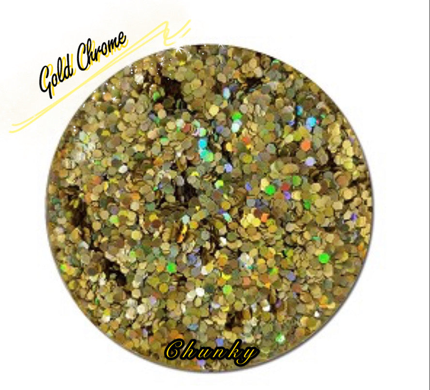  GOLD CHROME (CHUNKY Or FINE) Holographic Glamdoll Glitter
