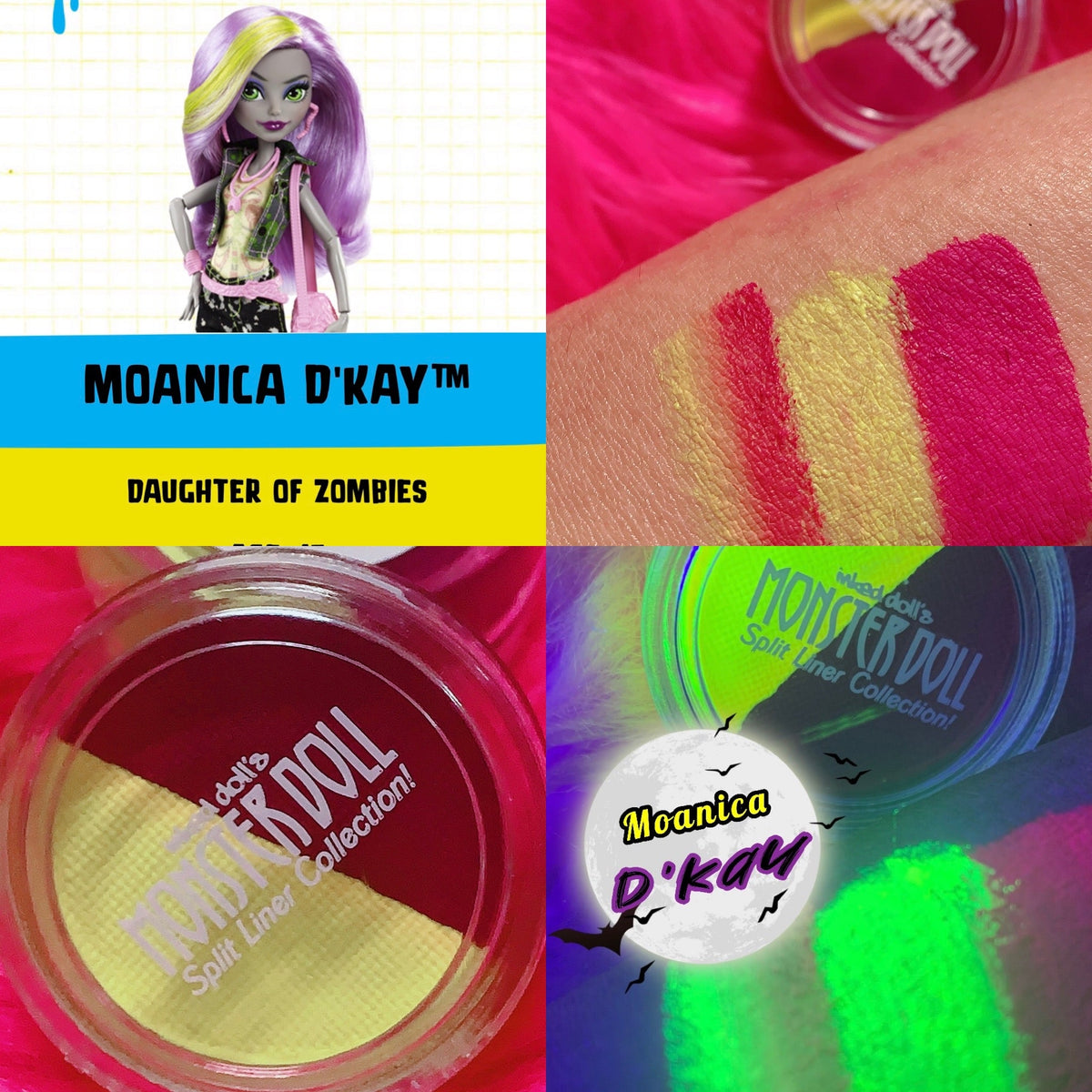  (HUGE!) Monster Doll MOANICA D'KAY *UV Neon Pastel* SPLIT LINER/FACE/BODY PAINT