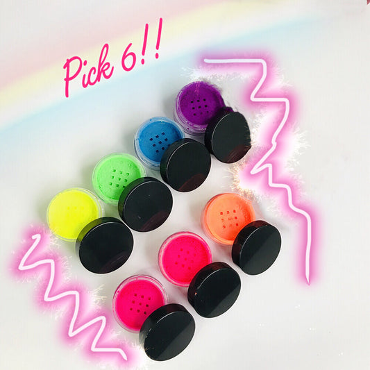  "RAVE LITES" PICK 6! (BLACKLIGHT/ UV Reactive Powders!)