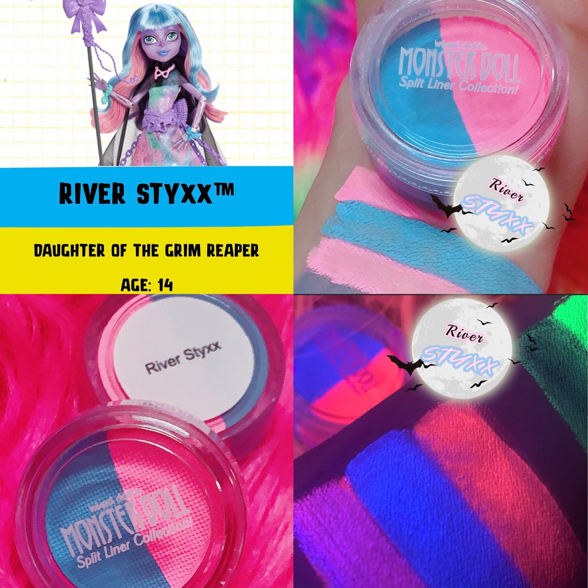  (HUGE!) Monster Doll RIVER STYXX *UV Neon Pastel* SPLIT LINER/FACE/BODY PAINT