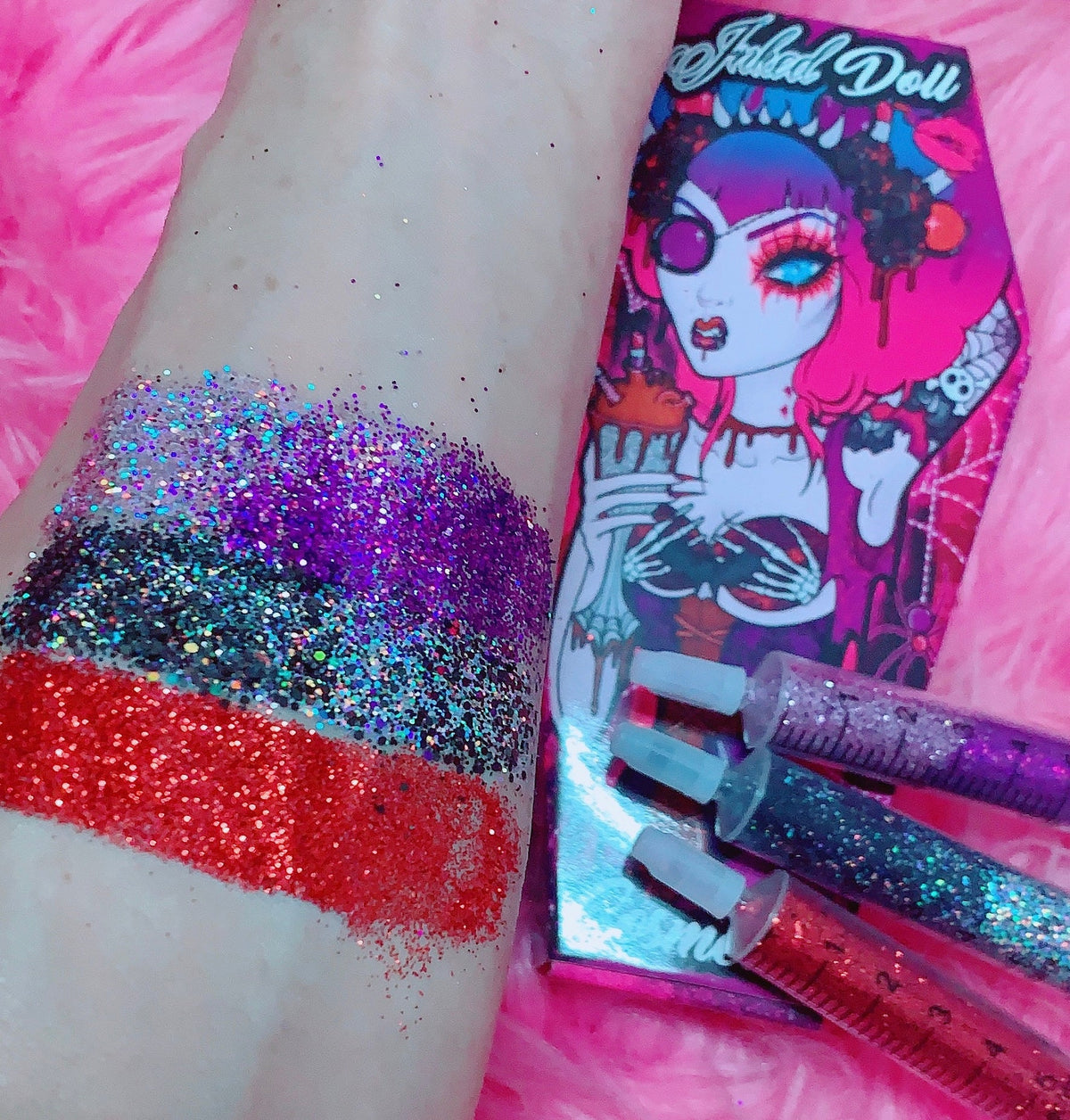  *GLITTER SYRINGES* + FATAL VOWS LASH* DUO "Coffin Collections" GlamDoll Glitter